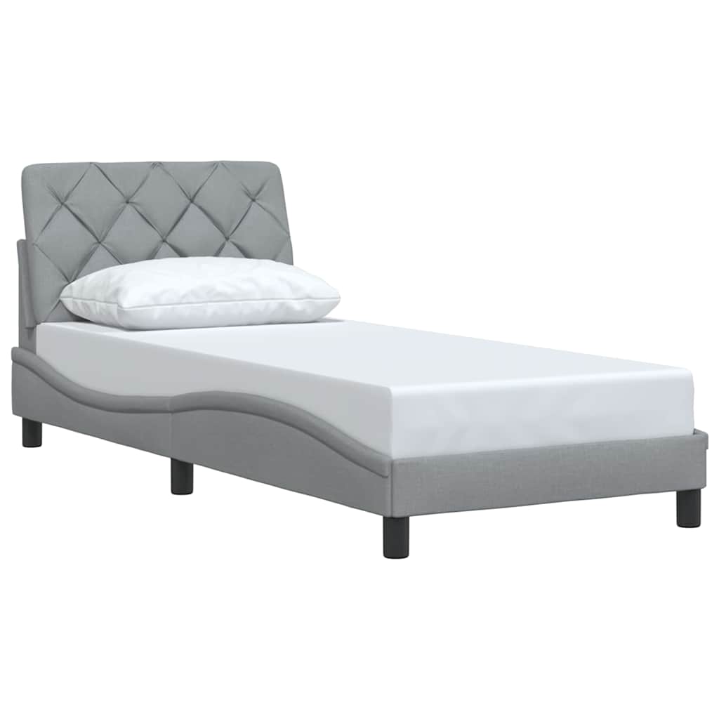 vidaXL Cadru de pat fără saltea, gri deschis, 90x200 cm, textil
