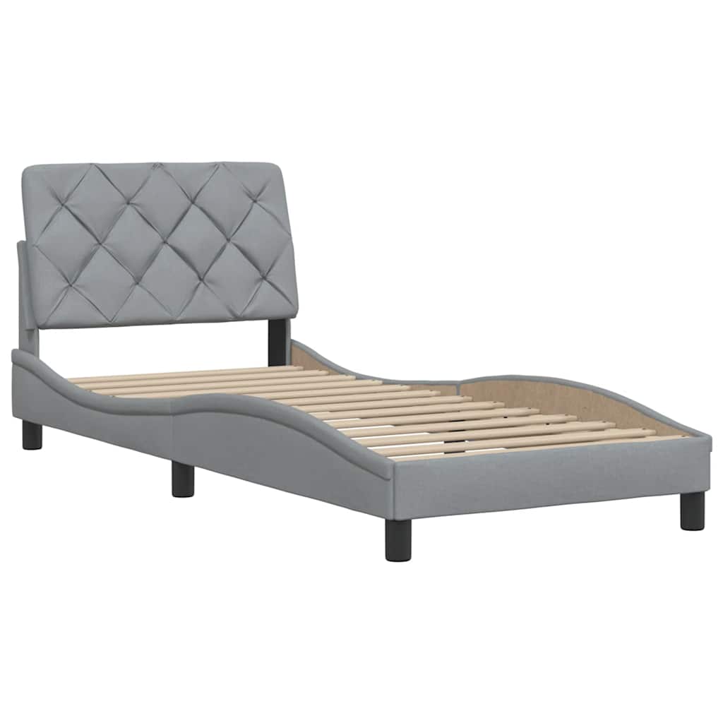 vidaXL Cadru de pat fără saltea, gri deschis, 90x200 cm, textil