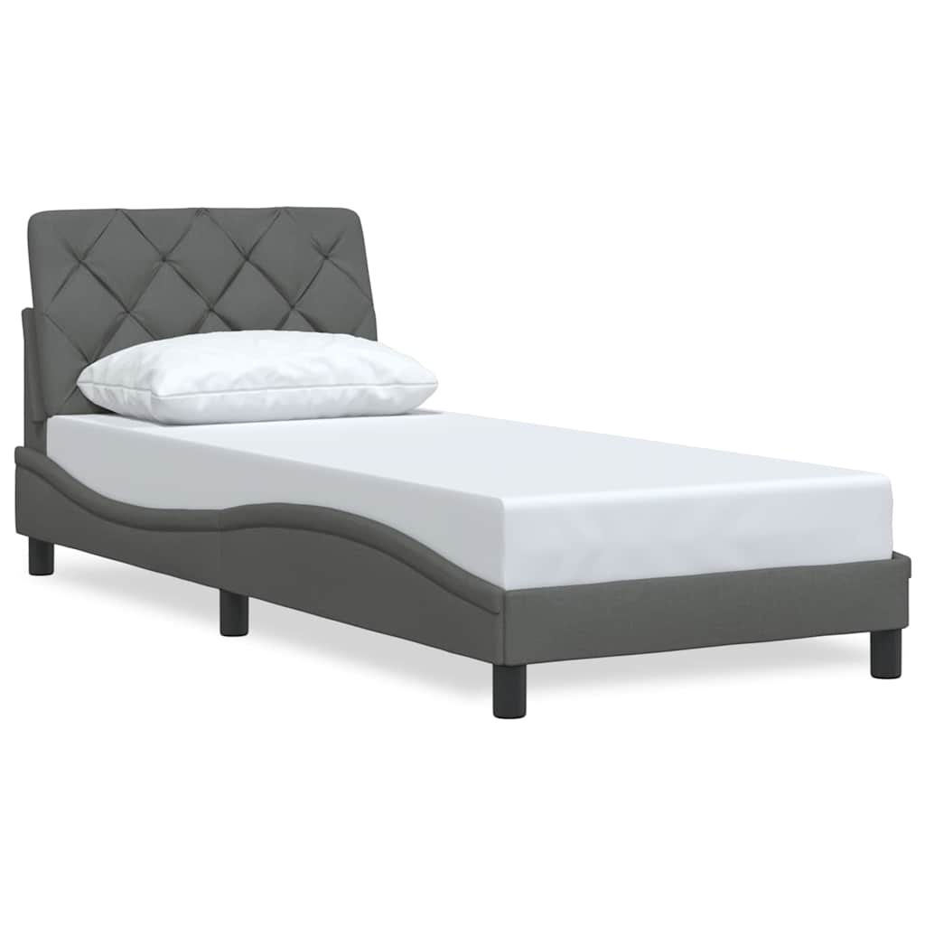 vidaXL Cadru de pat fără saltea, gri închis, 90x200 cm, textil vidaXL Cadru de pat fără saltea, gri închis, 90x200 cm, textil
