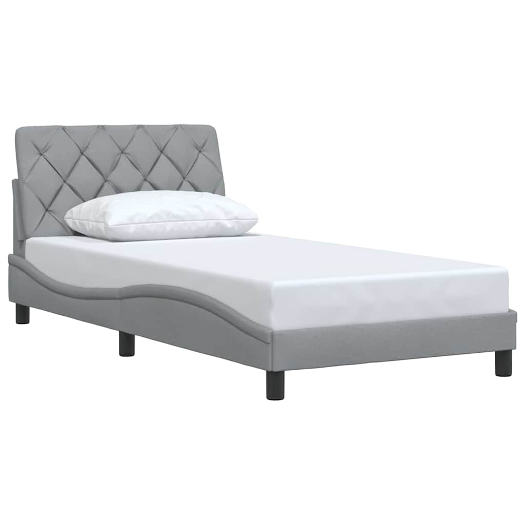 vidaXL Cadru de pat fără saltea, gri deschis, 100x200 cm, textil