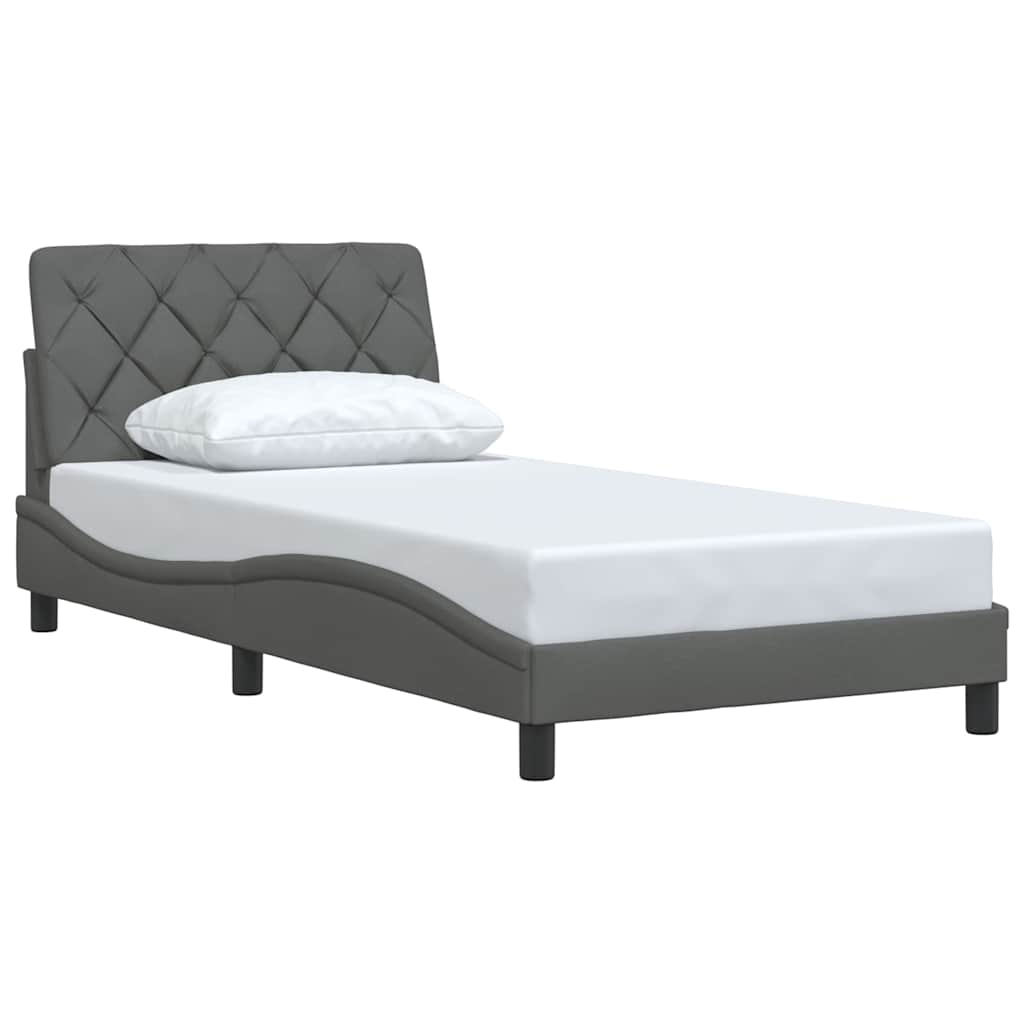 vidaXL Cadru de pat fără saltea, gri închis, 100x200 cm, textil