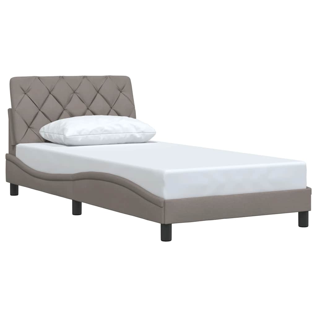 vidaXL Cadru de pat fără saltea, gri taupe, 100x200 cm, textil vidaXL Cadru de pat fără saltea, gri taupe, 100x200 cm, textil