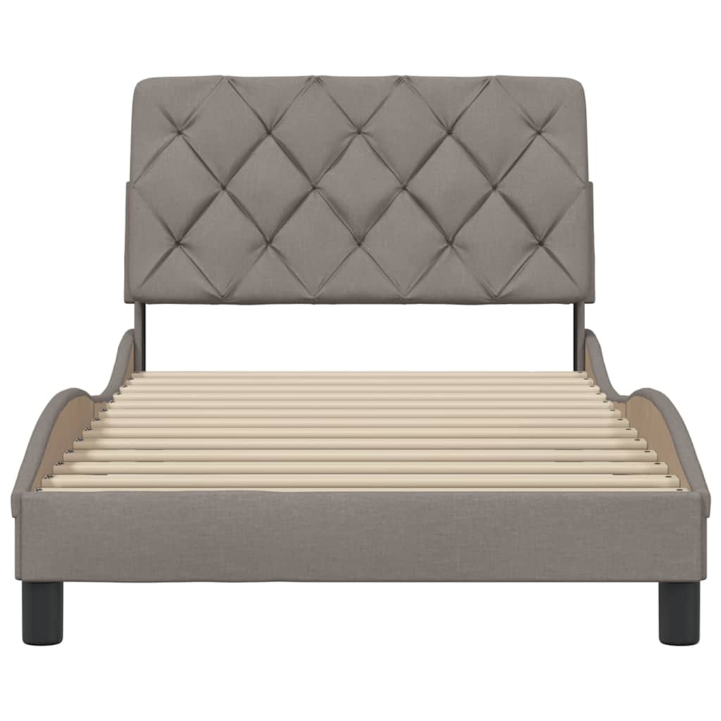 vidaXL Cadru de pat fără saltea, gri taupe, 100x200 cm, textil vidaXL Cadru de pat fără saltea, gri taupe, 100x200 cm, textil