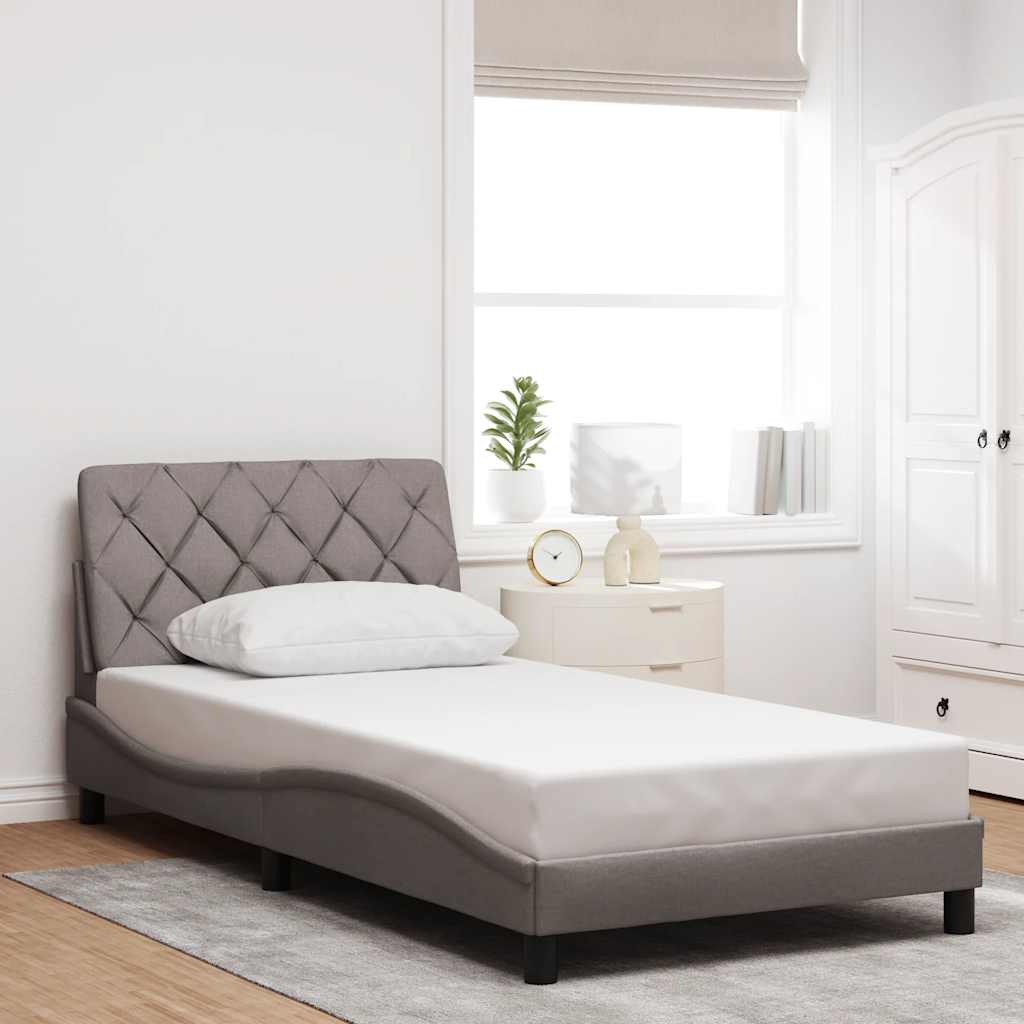 vidaXL Cadru de pat fără saltea, gri taupe, 100x200 cm, textil vidaXL Cadru de pat fără saltea, gri taupe, 100x200 cm, textil