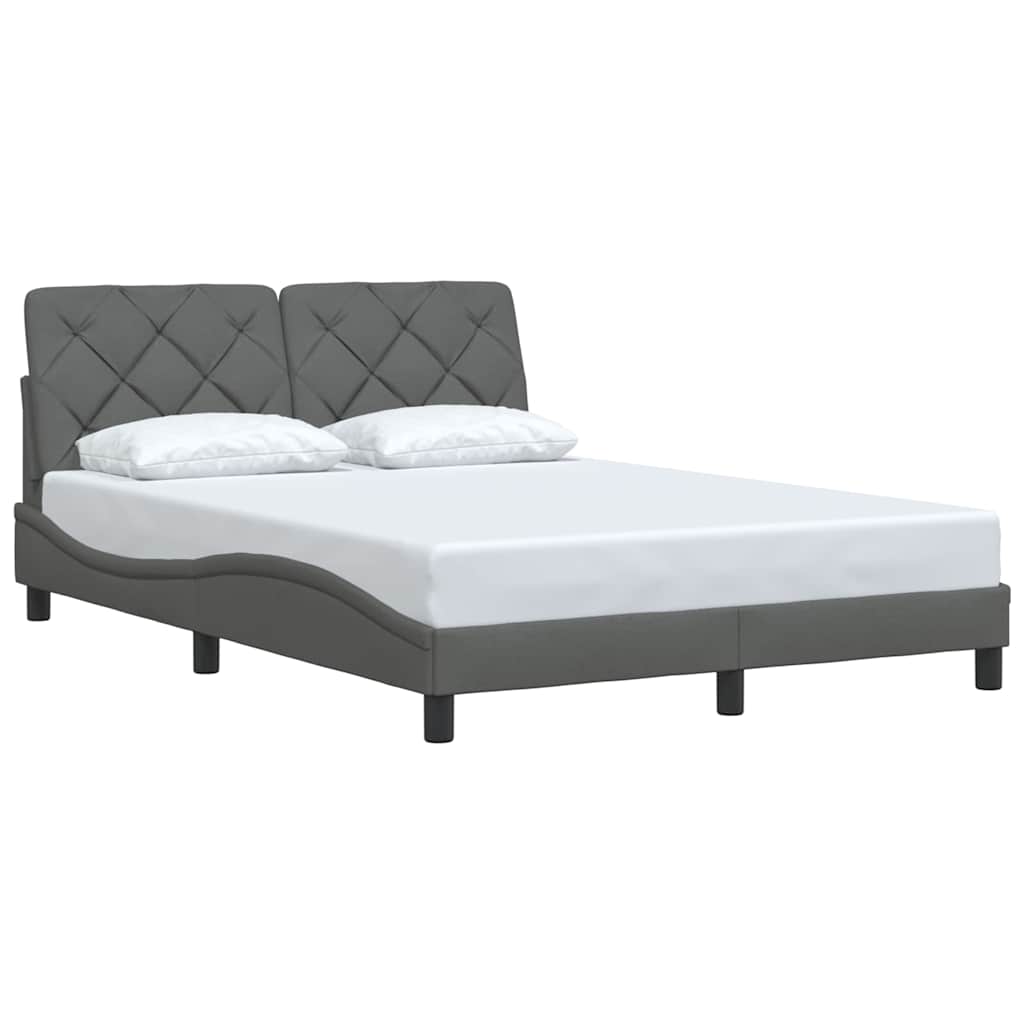 vidaXL Cadru de pat fără saltea, gri închis, 140x190 cm, textil
