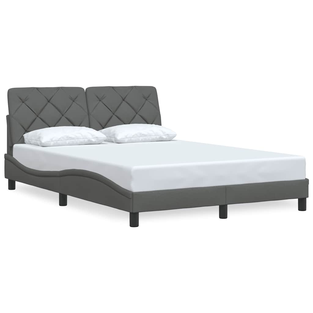 vidaXL Cadru de pat fără saltea, gri închis, 140x190 cm, textil