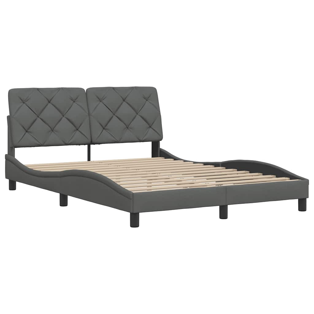 vidaXL Cadru de pat fără saltea, gri închis, 140x190 cm, textil