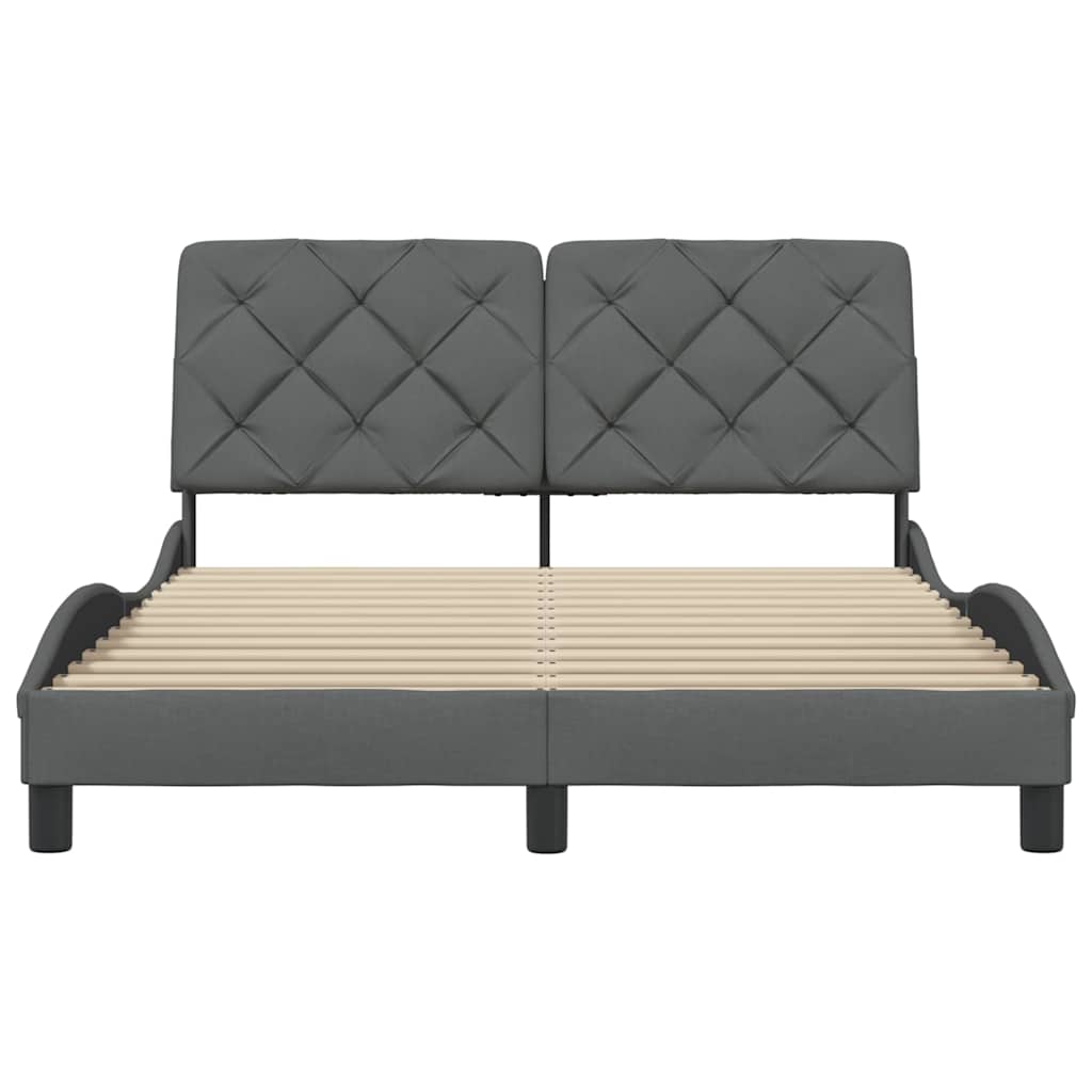 vidaXL Cadru de pat fără saltea, gri închis, 140x190 cm, textil