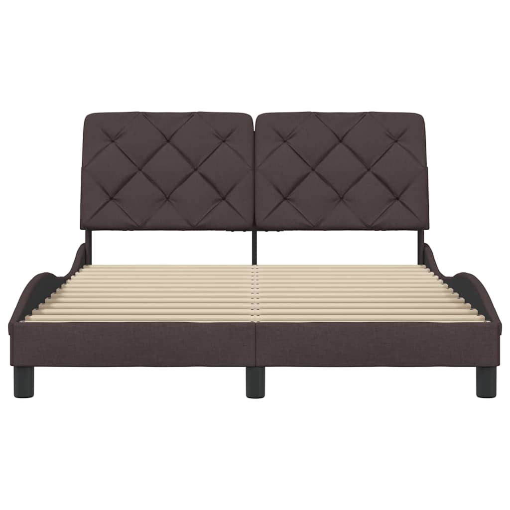 vidaXL Cadru de pat fără saltea, maro închis, 140x200 cm, textil vidaXL Cadru de pat fără saltea, maro închis, 140x200 cm, textil