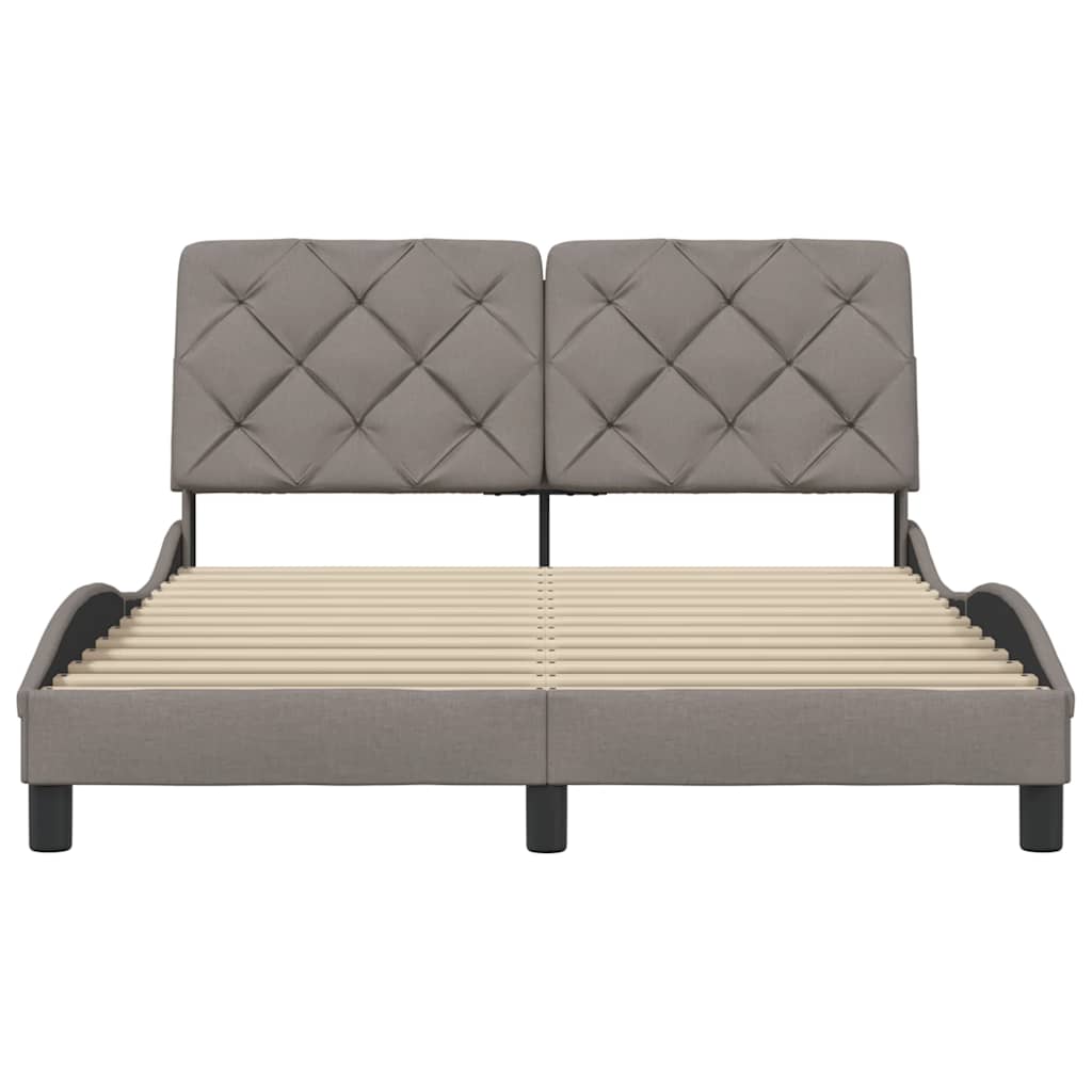 vidaXL Cadru de pat fără saltea, gri taupe, 140x190 cm, textil vidaXL Cadru de pat fără saltea, gri taupe, 140x190 cm, textil