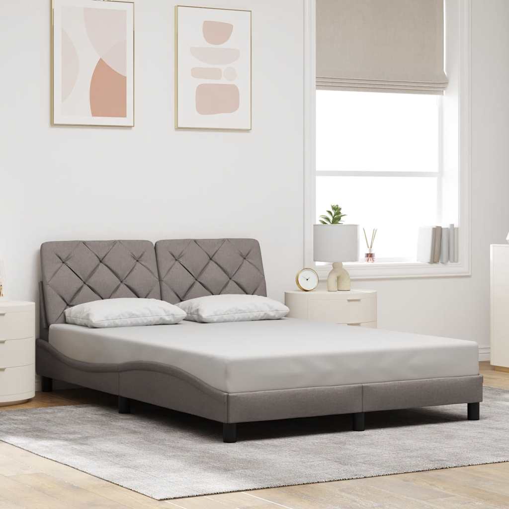 vidaXL Cadru de pat fără saltea, gri taupe, 140x190 cm, textil vidaXL Cadru de pat fără saltea, gri taupe, 140x190 cm, textil