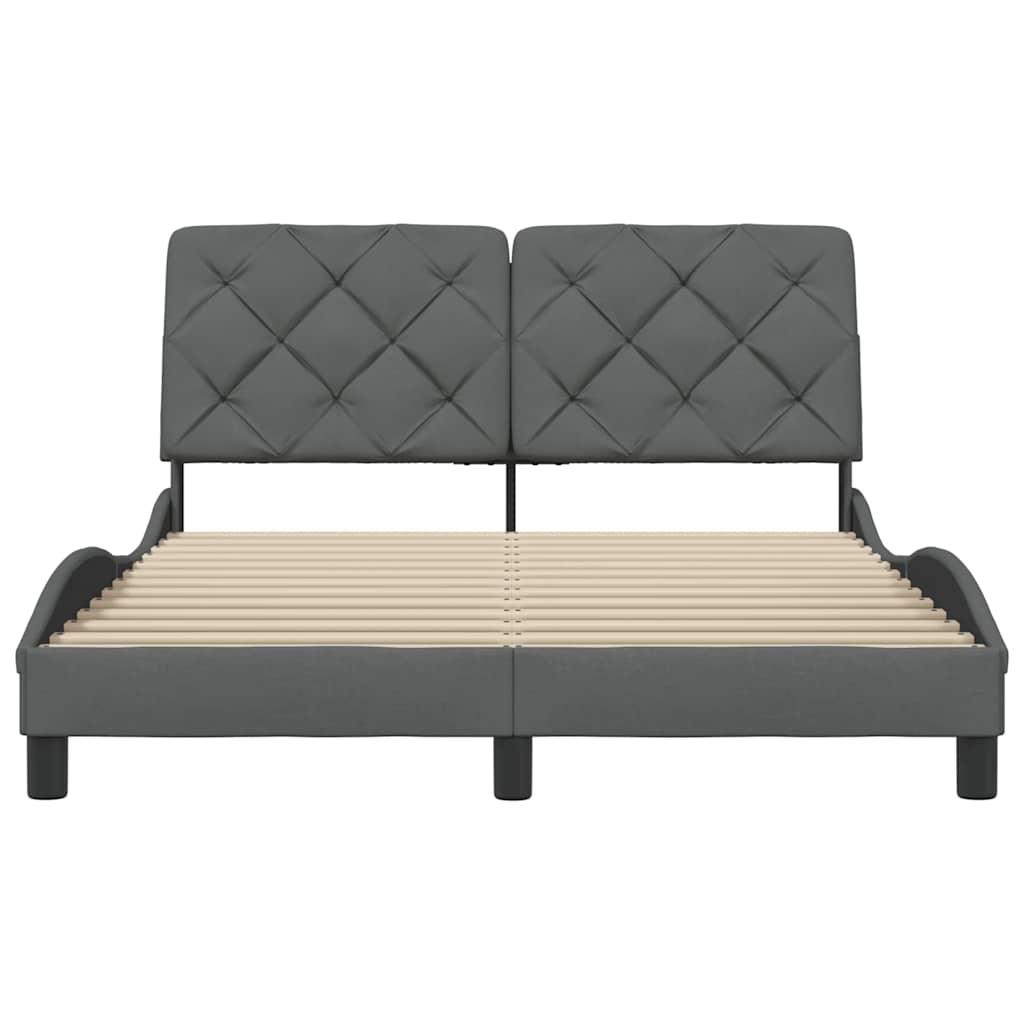 vidaXL Cadru de pat fără saltea, gri închis, 140x200 cm, textil
