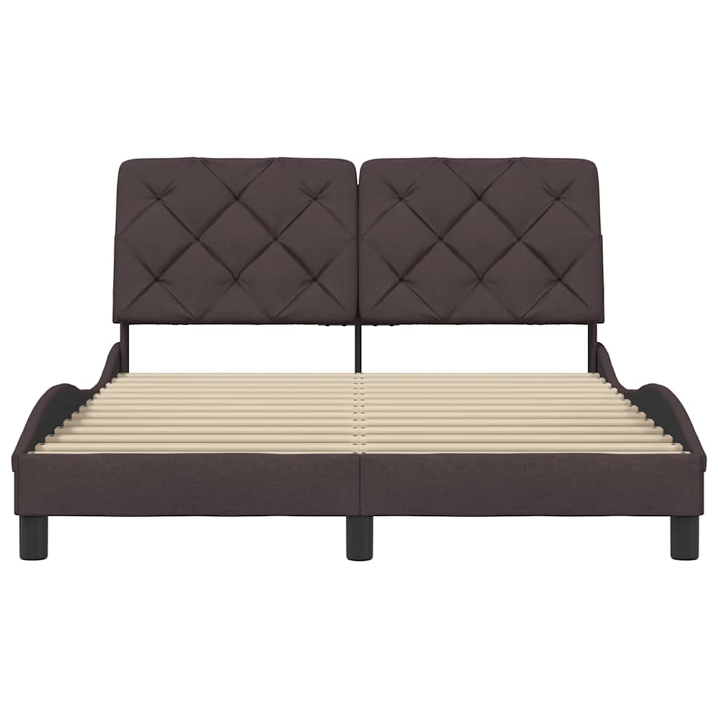 vidaXL Cadru de pat fără saltea, maro închis, 140x200 cm, textil vidaXL Cadru de pat fără saltea, maro închis, 140x200 cm, textil
