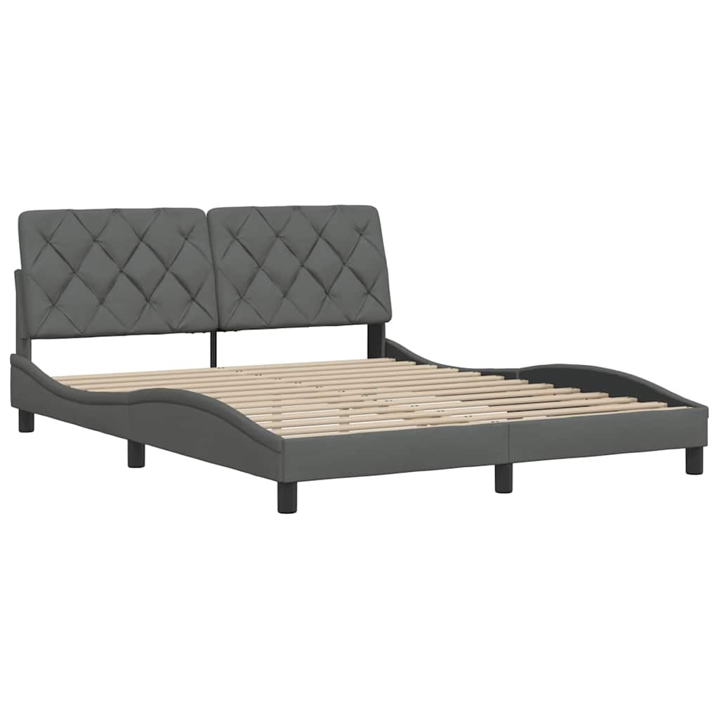 vidaXL Cadru de pat fără saltea, gri închis, 160x200 cm, textil