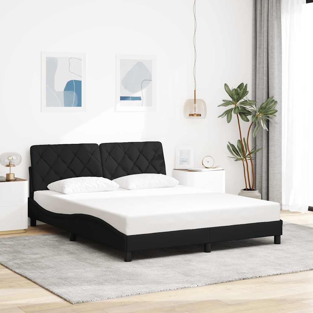 vidaXL Cadru de pat fără saltea, negru, 160x200 cm, textil vidaXL Cadru de pat fără saltea, negru, 160x200 cm, textil