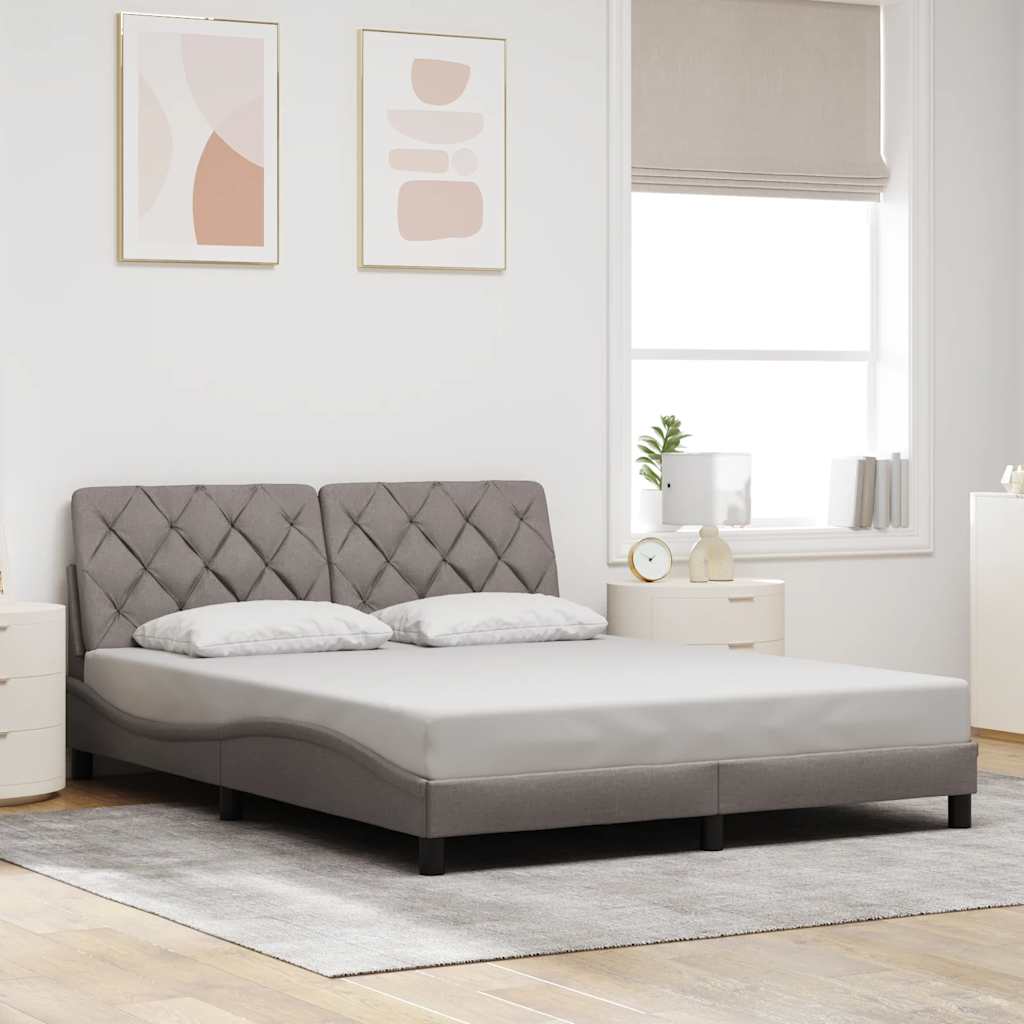 vidaXL Cadru de pat fără saltea, gri taupe, 160x200 cm, textil vidaXL Cadru de pat fără saltea, gri taupe, 160x200 cm, textil