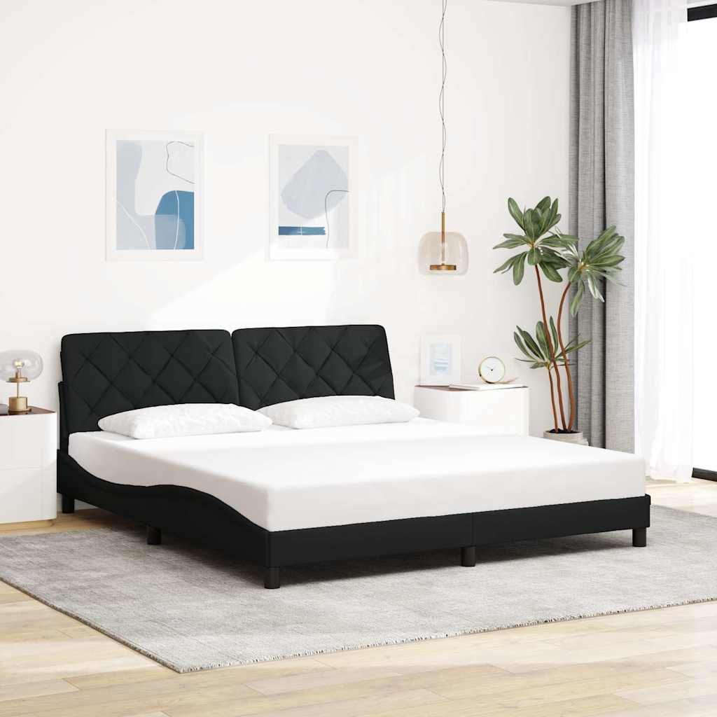 vidaXL Cadru de pat fără saltea, negru, 180x200 cm, textil vidaXL Cadru de pat fără saltea, negru, 180x200 cm, textil