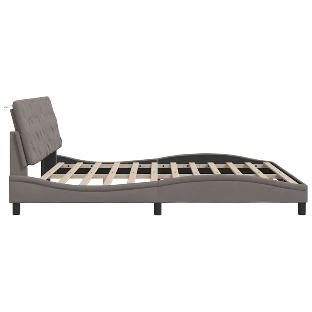 vidaXL Cadru de pat fără saltea, gri taupe, 200x200 cm, textil vidaXL Cadru de pat fără saltea, gri taupe, 200x200 cm, textil