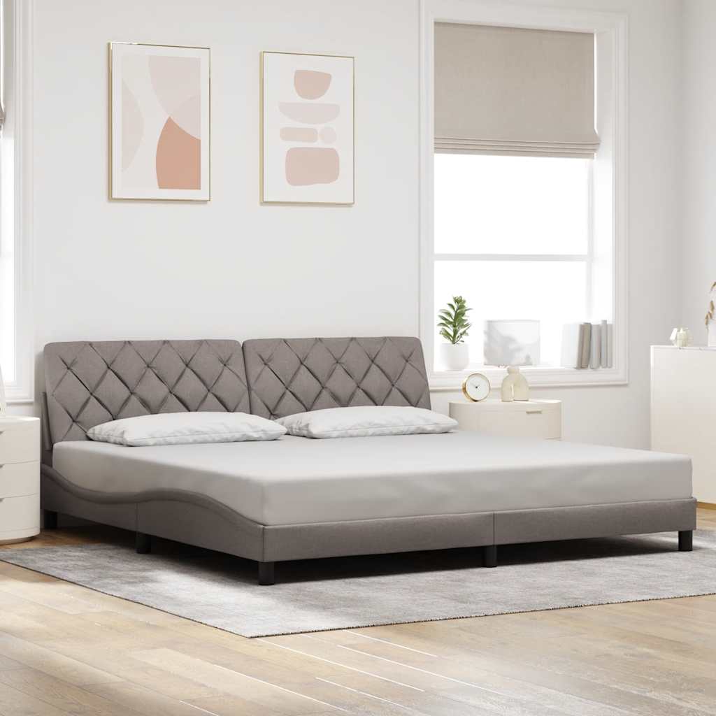 vidaXL Cadru de pat fără saltea, gri taupe, 200x200 cm, textil vidaXL Cadru de pat fără saltea, gri taupe, 200x200 cm, textil