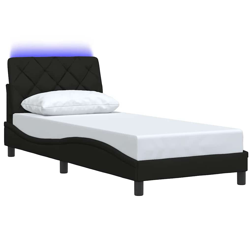 vidaXL Cadru de pat cu LED fără saltea țesătură neagră 80x200 cm