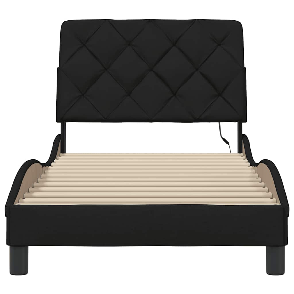 vidaXL Cadru de pat cu LED fără saltea țesătură neagră 80x200 cm