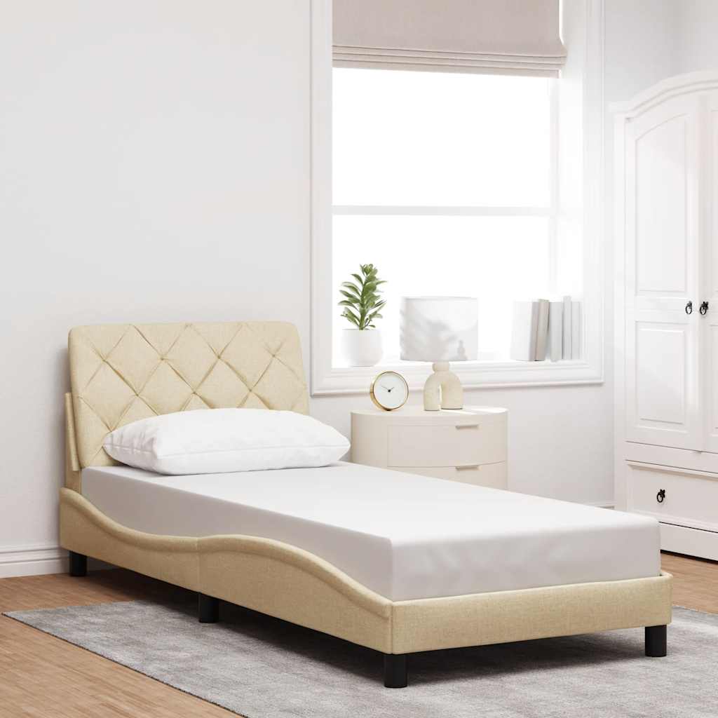vidaXL Cadru de pat cu LED fără saltea cremă 80x200 cm țesătură vidaXL Cadru de pat cu LED fără saltea cremă 80x200 cm țesătură