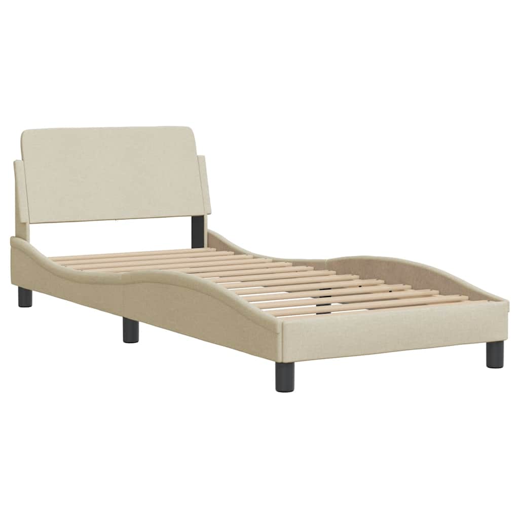 vidaXL Cadru de pat cu LED fără saltea cremă 80x200 cm țesătură vidaXL Cadru de pat cu LED fără saltea cremă 80x200 cm țesătură