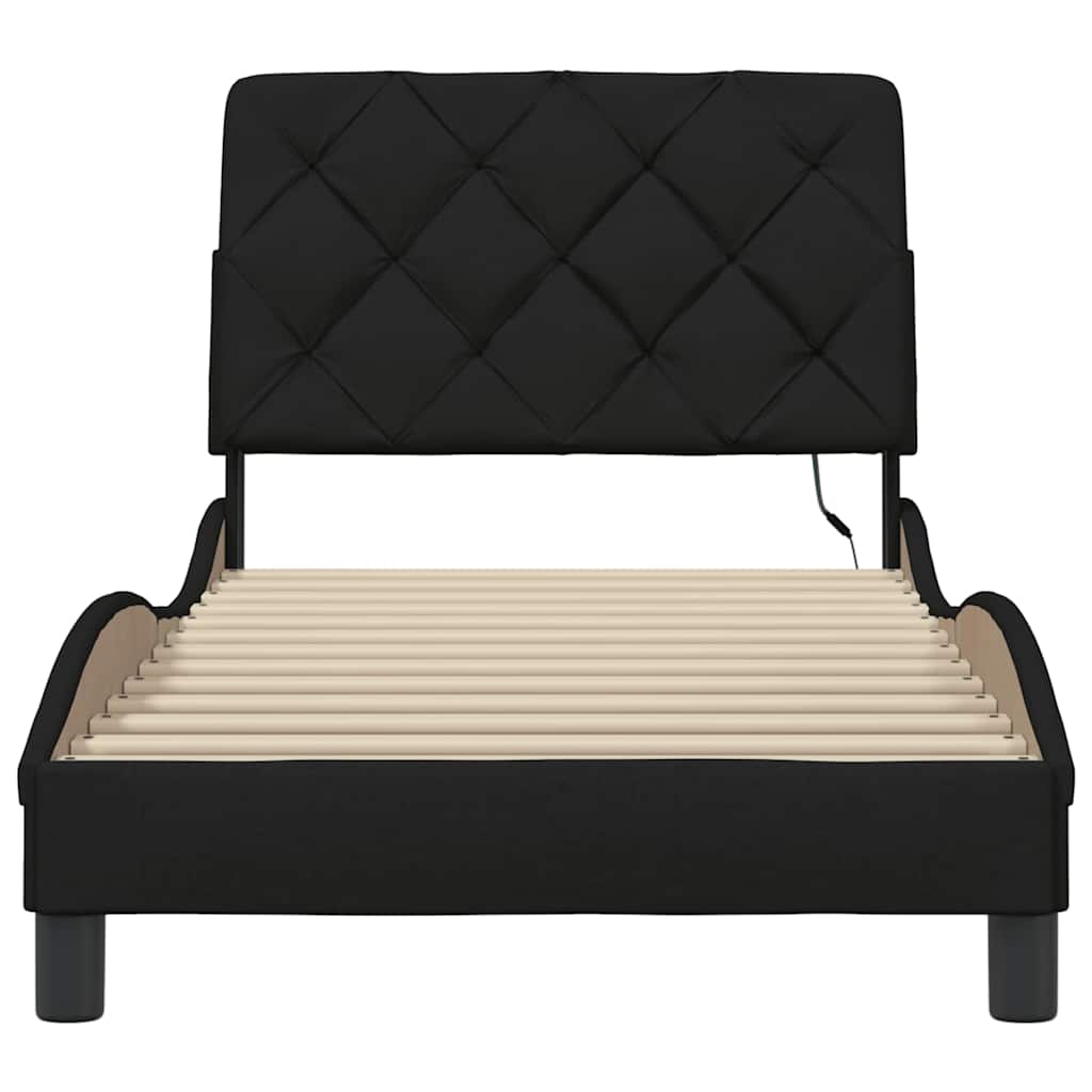 vidaXL Cadru de pat cu LED fără saltea țesătură neagră 90x190 cm