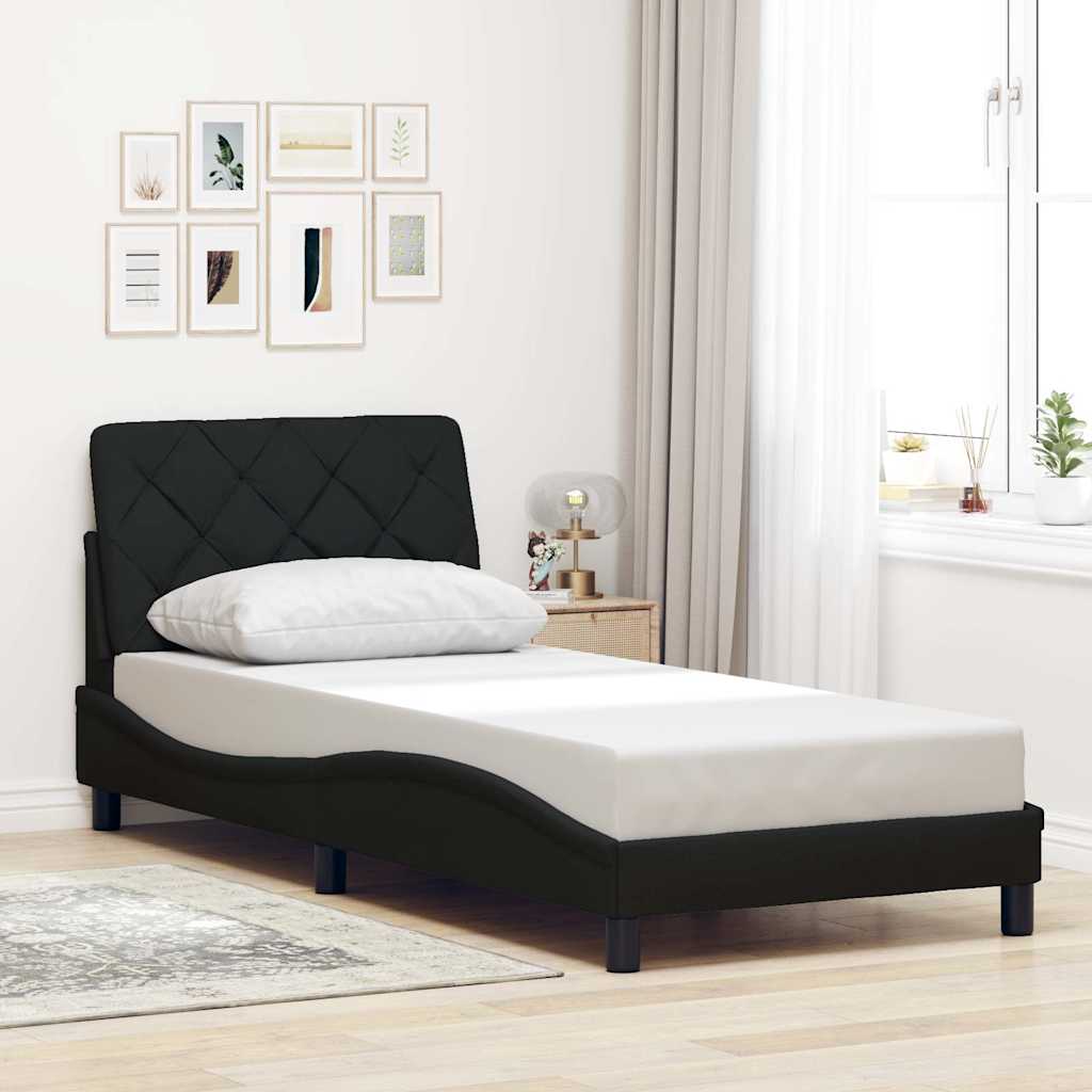 vidaXL Cadru de pat cu LED fără saltea țesătură neagră 90x200 cm