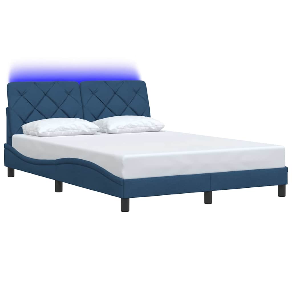 vidaXL Cadru de pat cu LED fără saltea Albastru 120x200 cm Material vidaXL Cadru de pat cu LED fără saltea Albastru 120x200 cm Material