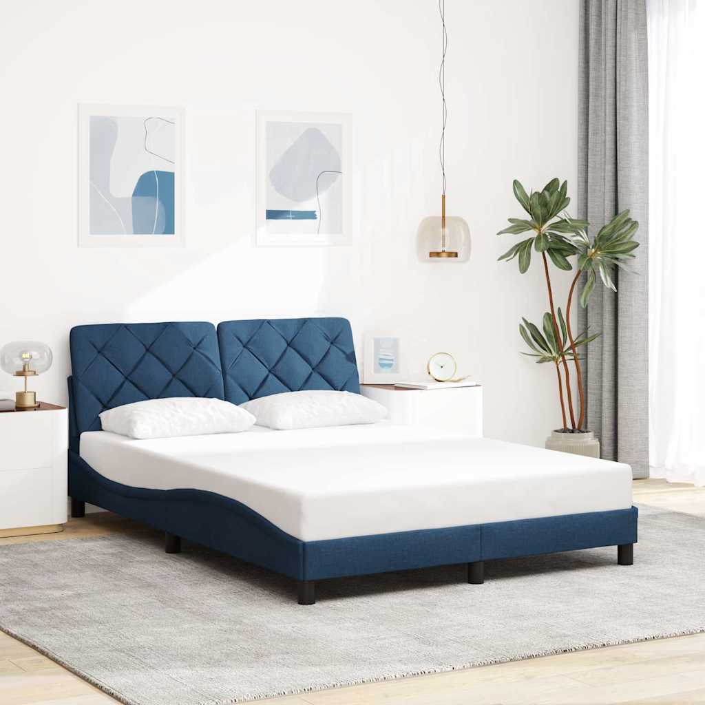 vidaXL Cadru de pat cu LED fără saltea Albastru 120x200 cm Material vidaXL Cadru de pat cu LED fără saltea Albastru 120x200 cm Material