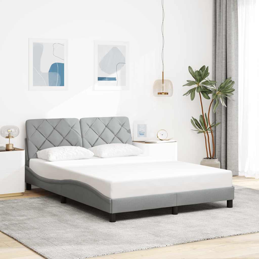vidaXL Cadru de pat cu LED fără saltea Gri deschis 140x190 cm Material vidaXL Cadru de pat cu LED fără saltea Gri deschis 140x190 cm Material