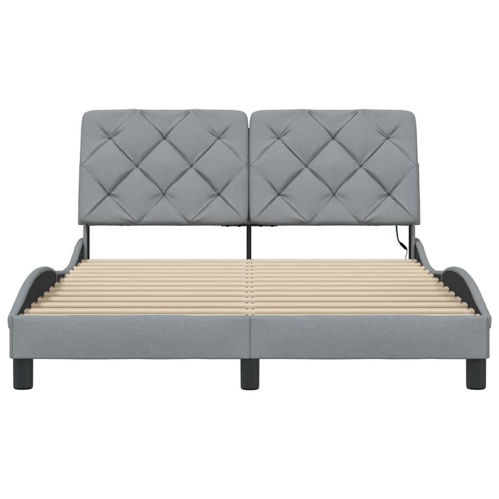 vidaXL Cadru de pat cu LED fără saltea Gri deschis 140x190 cm Material vidaXL Cadru de pat cu LED fără saltea Gri deschis 140x190 cm Material
