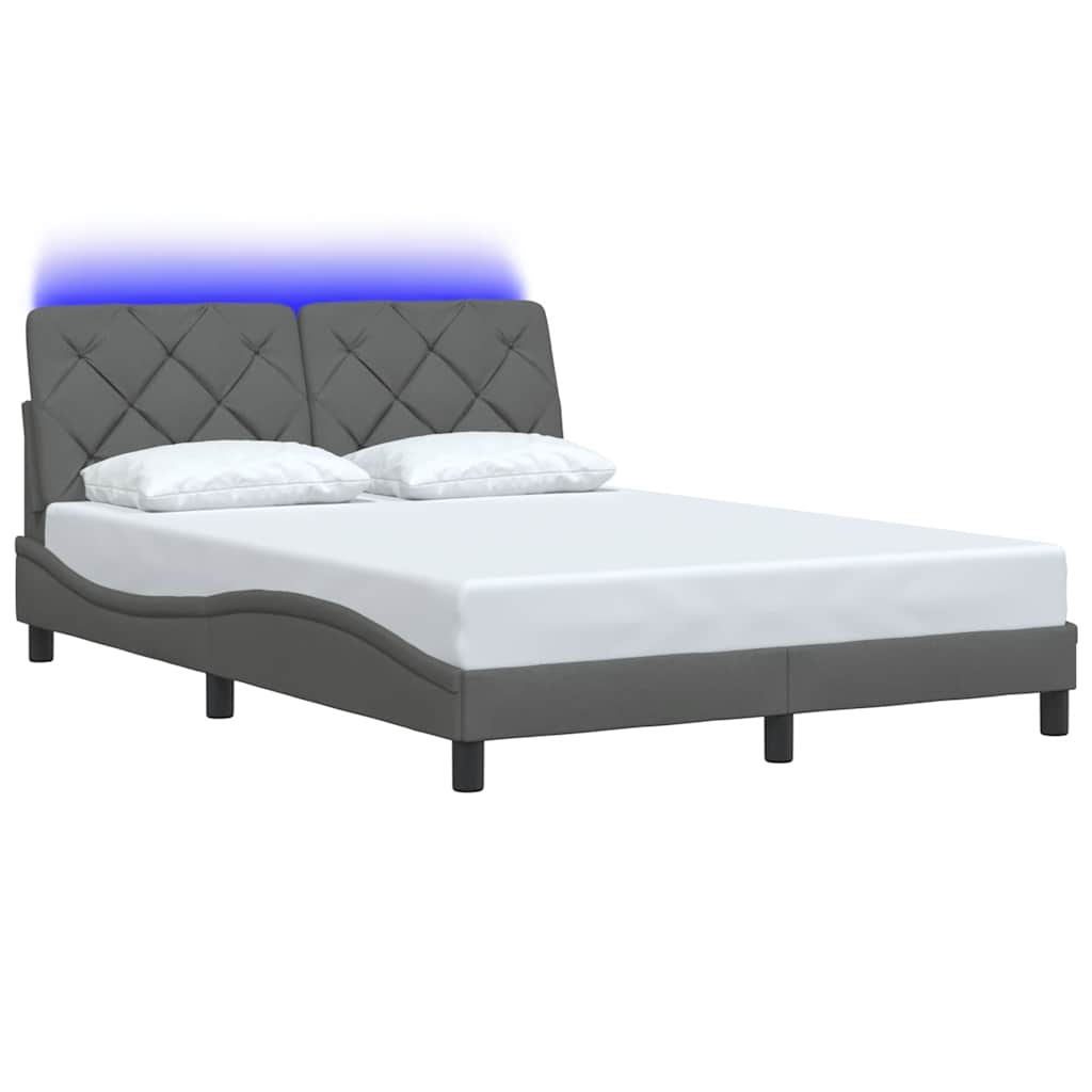 vidaXL Cadru de pat cu LED fără saltea Gri închis 140x190 cm Material