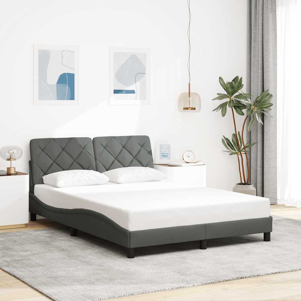 vidaXL Cadru de pat cu LED fără saltea Gri închis 140x190 cm Material