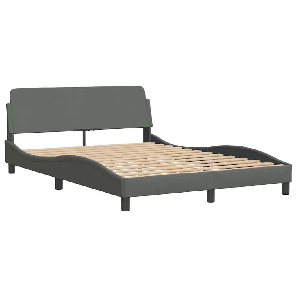 vidaXL Cadru de pat cu LED fără saltea Gri închis 140x190 cm Material