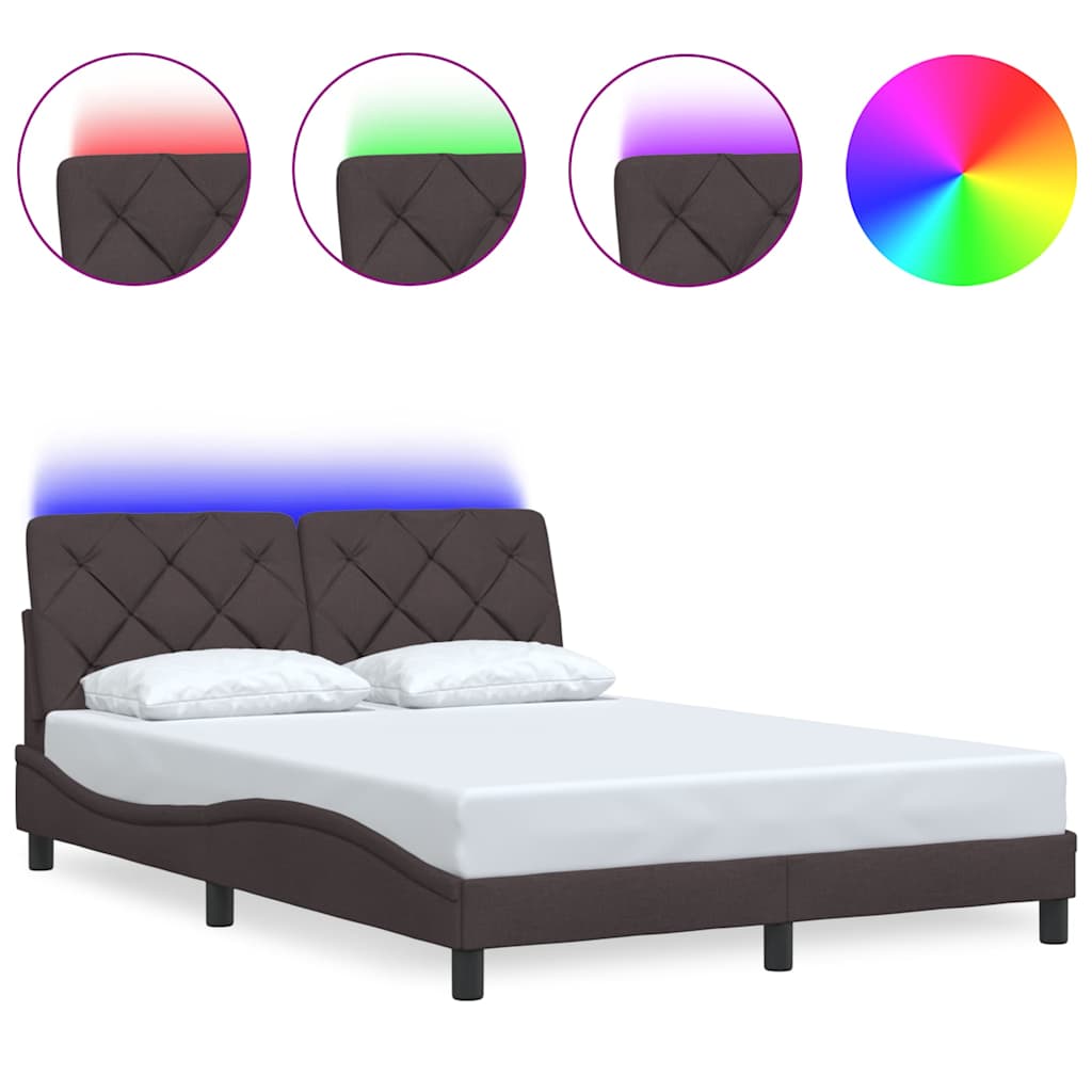 vidaXL Cadru de pat cu LED fără saltea țesătură maro închis 140x190 cm