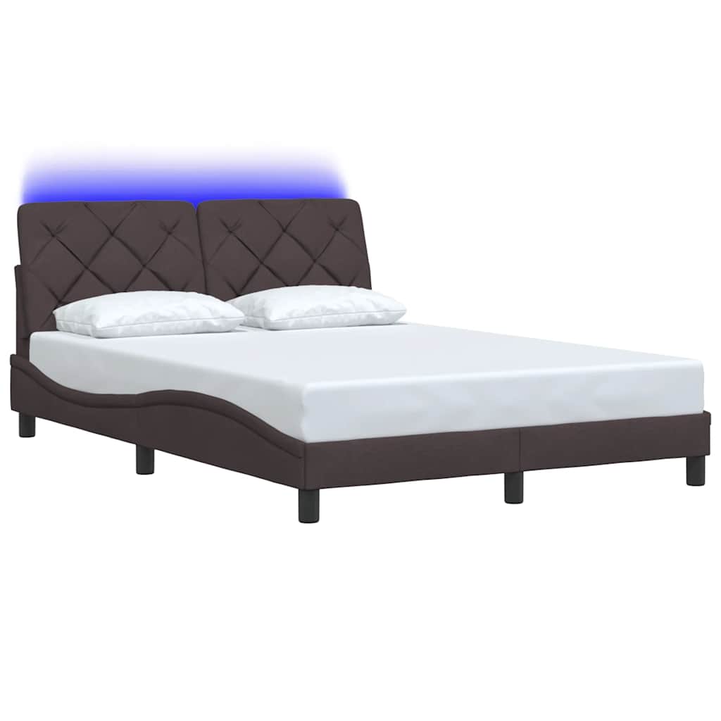 vidaXL Cadru de pat cu LED fără saltea țesătură maro închis 140x190 cm