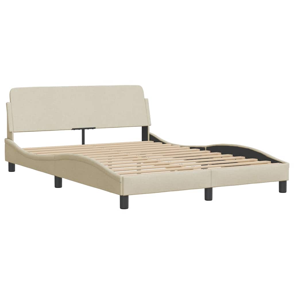 vidaXL Cadru de pat cu LED fără saltea cremă 140x190 cm țesătură