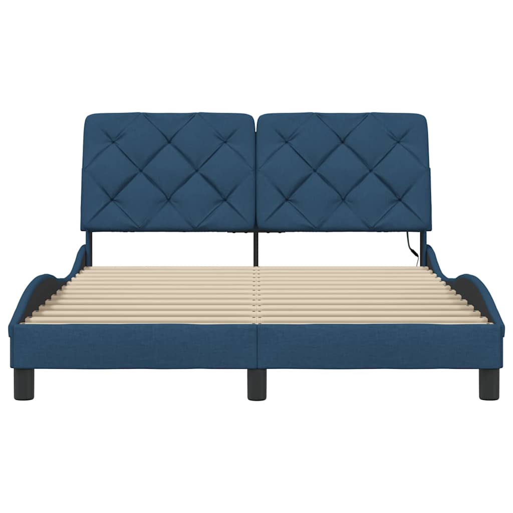 vidaXL Cadru de pat cu LED fără saltea Albastru 140x190 cm Material vidaXL Cadru de pat cu LED fără saltea Albastru 140x190 cm Material