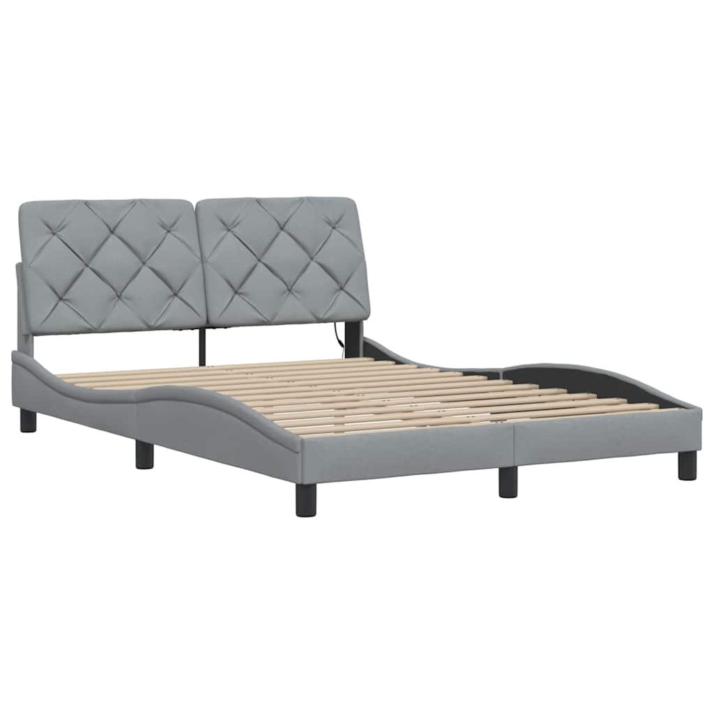vidaXL Cadru de pat cu LED fără saltea Gri deschis 140x200 cm Material vidaXL Cadru de pat cu LED fără saltea Gri deschis 140x200 cm Material