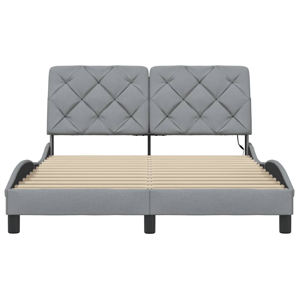 vidaXL Cadru de pat cu LED fără saltea Gri deschis 140x200 cm Material vidaXL Cadru de pat cu LED fără saltea Gri deschis 140x200 cm Material