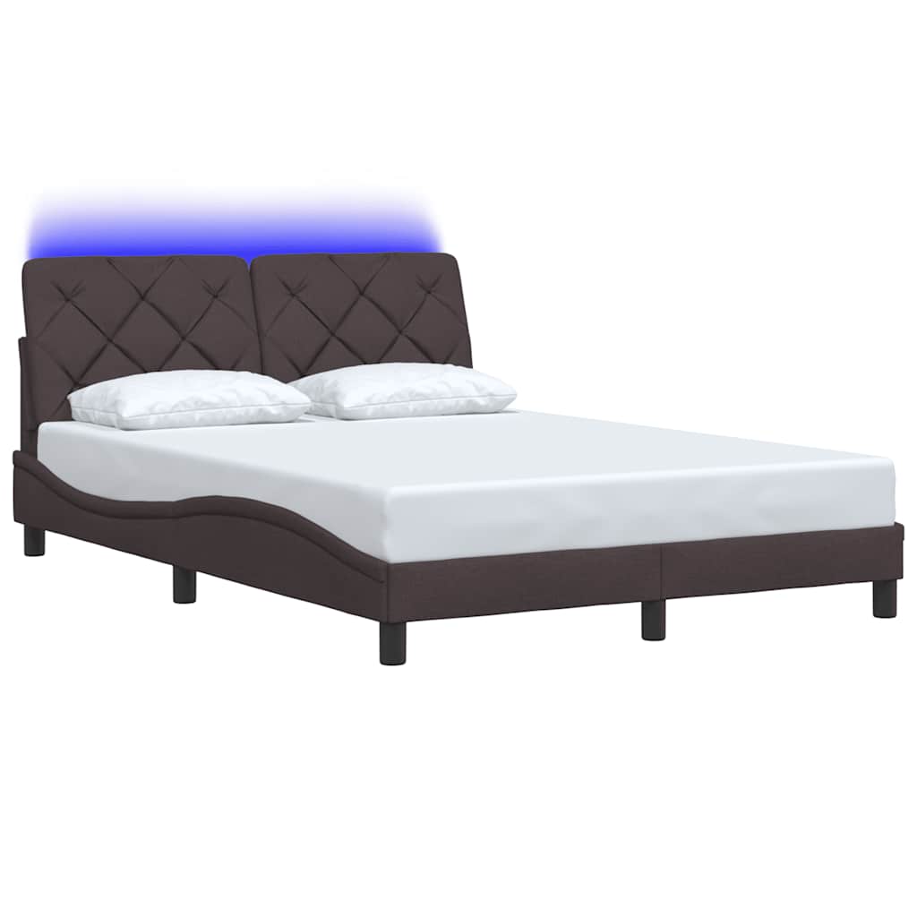 vidaXL Cadru de pat cu LED fără saltea țesătură maro închis 140x200 cm