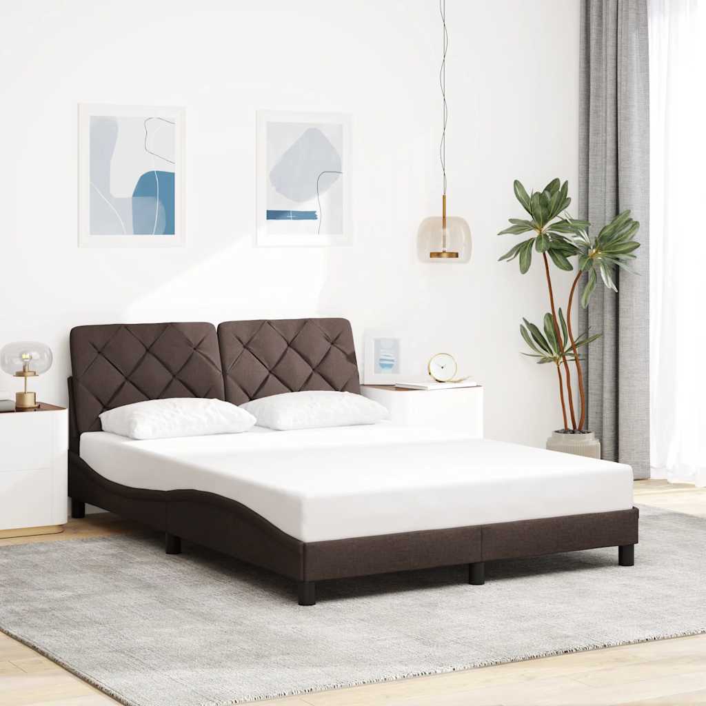 vidaXL Cadru de pat cu LED fără saltea țesătură maro închis 140x200 cm