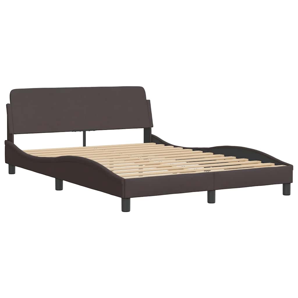 vidaXL Cadru de pat cu LED fără saltea țesătură maro închis 140x200 cm