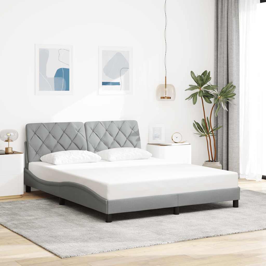vidaXL Cadru de pat cu LED fără saltea Gri deschis 160x200 cm Material vidaXL Cadru de pat cu LED fără saltea Gri deschis 160x200 cm Material