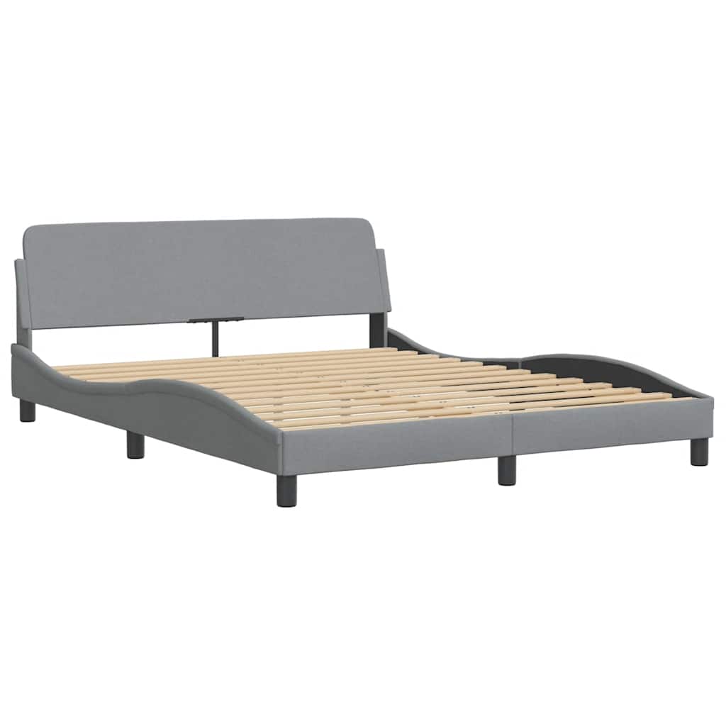 vidaXL Cadru de pat cu LED fără saltea Gri deschis 160x200 cm Material vidaXL Cadru de pat cu LED fără saltea Gri deschis 160x200 cm Material