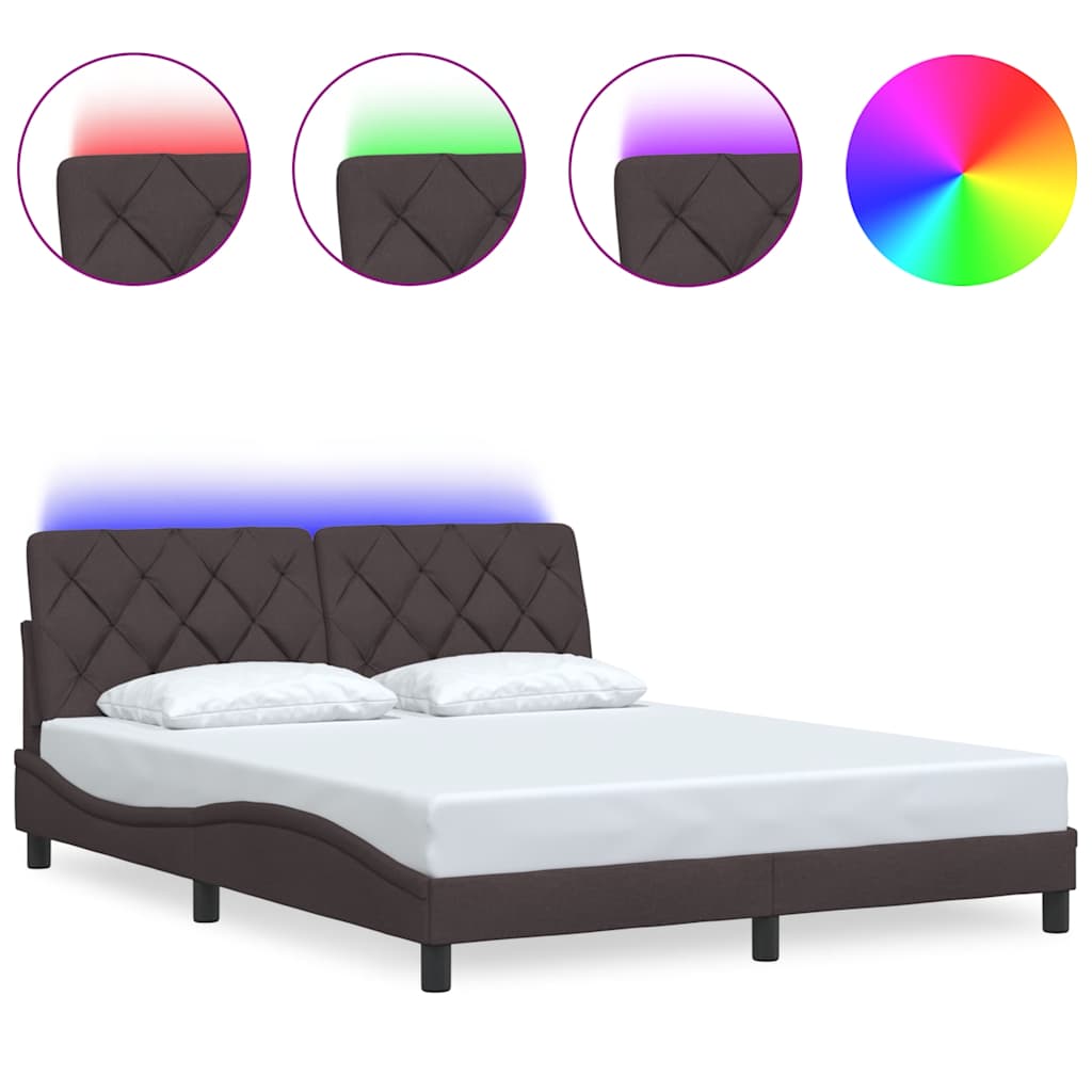 vidaXL Cadru de pat cu LED fără saltea țesătură maro închis 160x200 cm