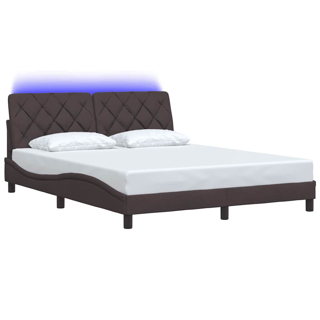 vidaXL Cadru de pat cu LED fără saltea țesătură maro închis 160x200 cm