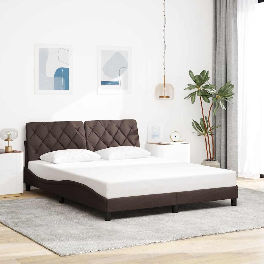 vidaXL Cadru de pat cu LED fără saltea țesătură maro închis 160x200 cm